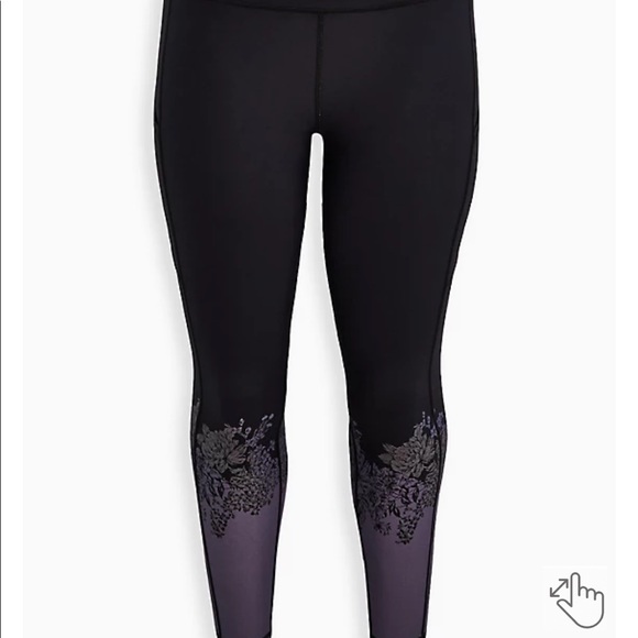 Torrid Black & Purple Floral Full Length Wicking Active Legging 5/5X/28 - Picture 6 of 8
